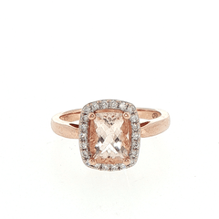 9ct Rose Gold Morganite and Diamond Halo Cocktail Ring - Mega Cash Sydney