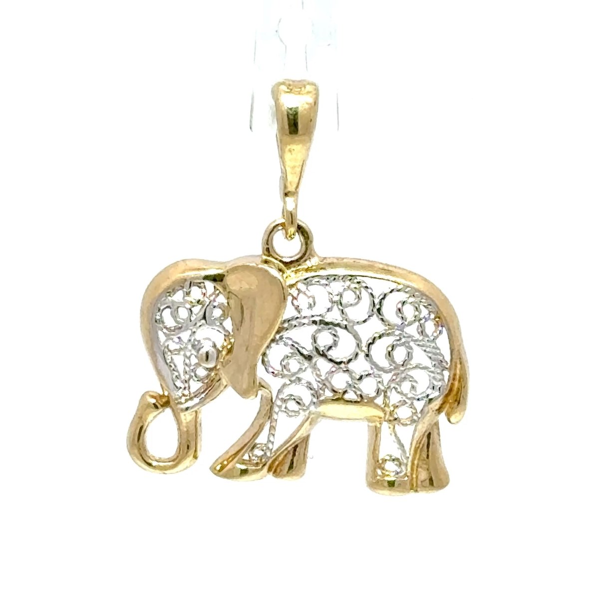 9ct Two - Tone Filigree Elephant Pendant in Yellow Gold - Mega Cash Sydney