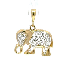 9ct Two - Tone Filigree Elephant Pendant in Yellow Gold - Mega Cash Sydney