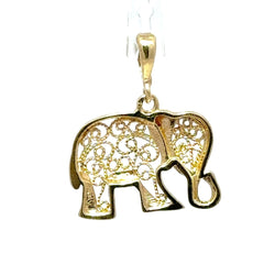 9ct Two - Tone Filigree Elephant Pendant in Yellow Gold - Mega Cash Sydney
