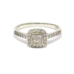 9ct White Gold Cushion Halo Diamond Cluster Engagement Ring - Mega Cash Sydney