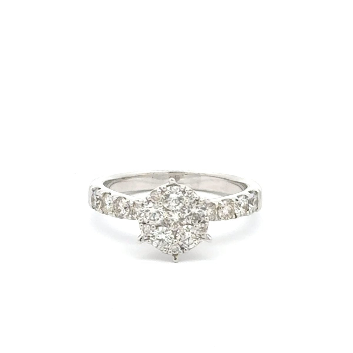 9ct White Gold Diamond Cluster Ring with Accented Ring - Mega Cash Sydney