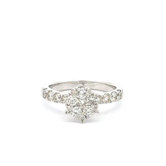 9ct White Gold Diamond Cluster Ring with Accented Ring - Mega Cash Sydney