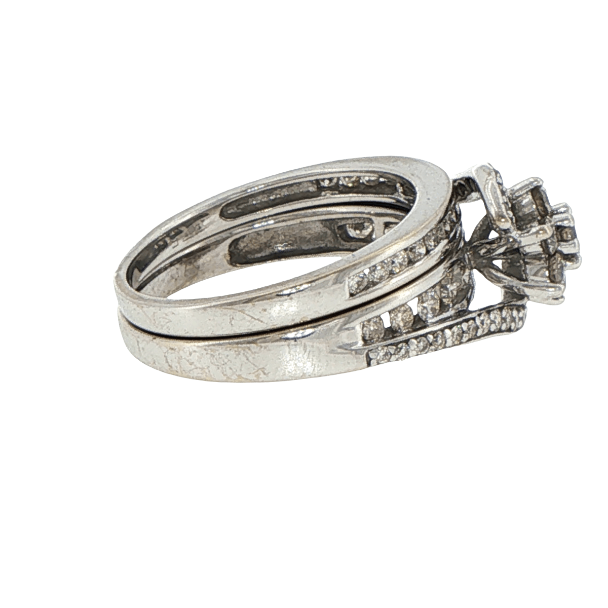 9ct White Gold Diamond Cluster Wedding Ring Set - Mega Cash Sydney