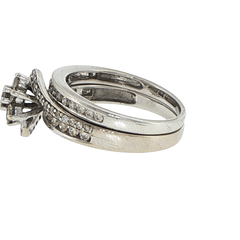 9ct White Gold Diamond Cluster Wedding Ring Set - Mega Cash Sydney