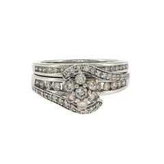 9ct White Gold Diamond Cluster Wedding Ring Set - Mega Cash Sydney