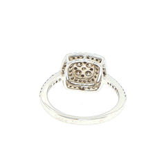 9ct White Gold Diamond Double Halo Cluster Engagement Ring - Mega Cash Sydney