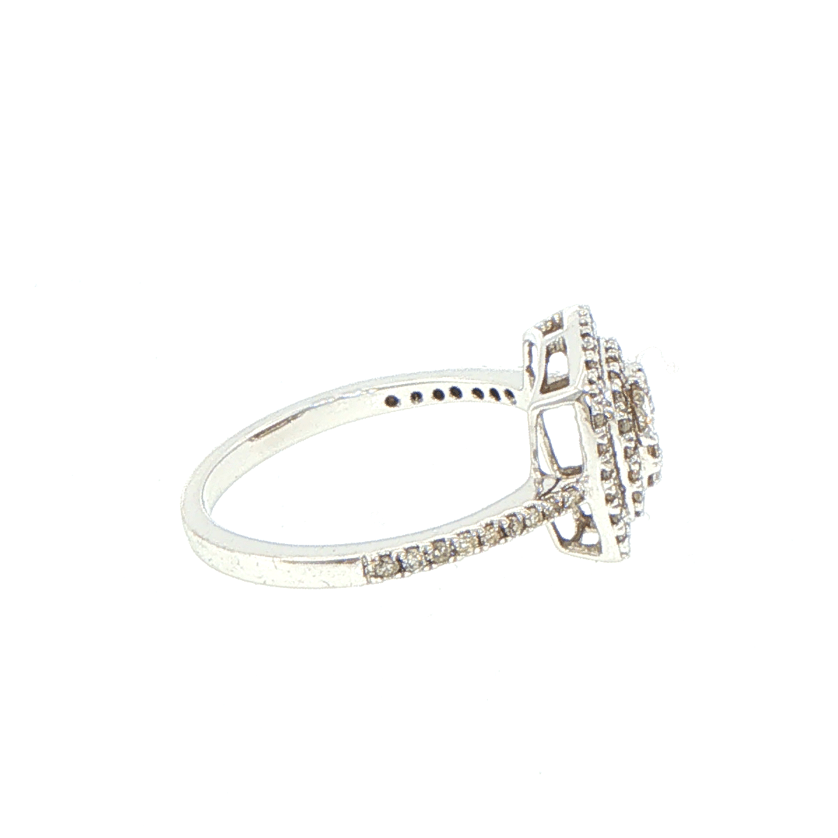 9ct White Gold Diamond Double Halo Cluster Engagement Ring - Mega Cash Sydney