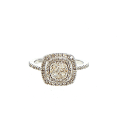 9ct White Gold Diamond Double Halo Cluster Engagement Ring - Mega Cash Sydney