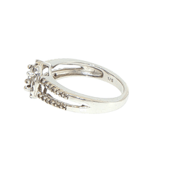 9ct White Gold Diamond Halo Split Shank Engagement Ring - Mega Cash Sydney