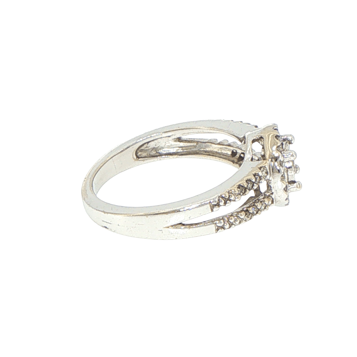 9ct White Gold Diamond Halo Split Shank Engagement Ring - Mega Cash Sydney