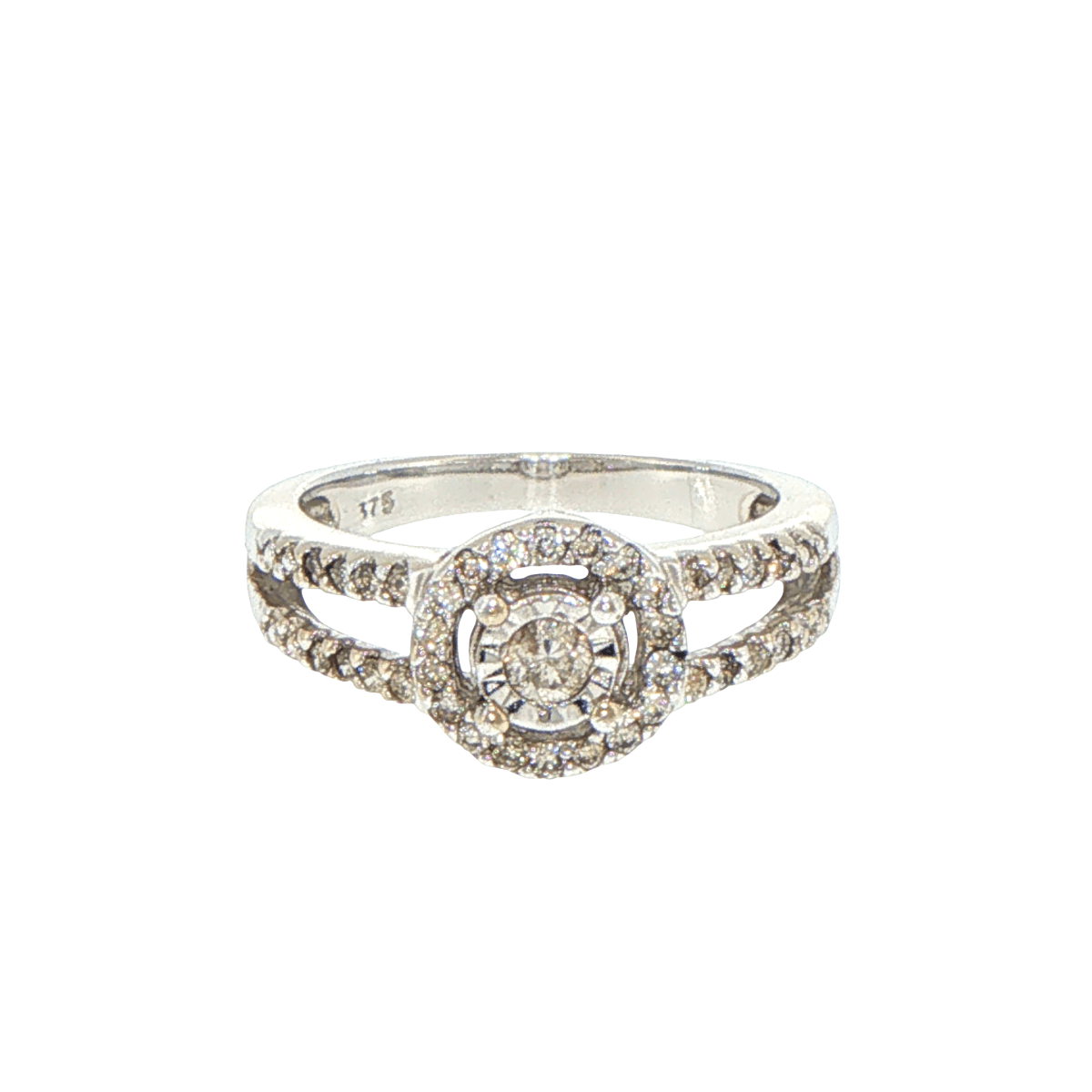 9ct White Gold Diamond Halo Split Shank Engagement Ring - Mega Cash Sydney