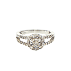 9ct White Gold Diamond Halo Split Shank Engagement Ring - Mega Cash Sydney