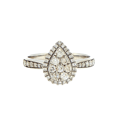 9ct White Gold Diamond Pear-Shaped Cluster Halo Ring - Mega Cash Sydney