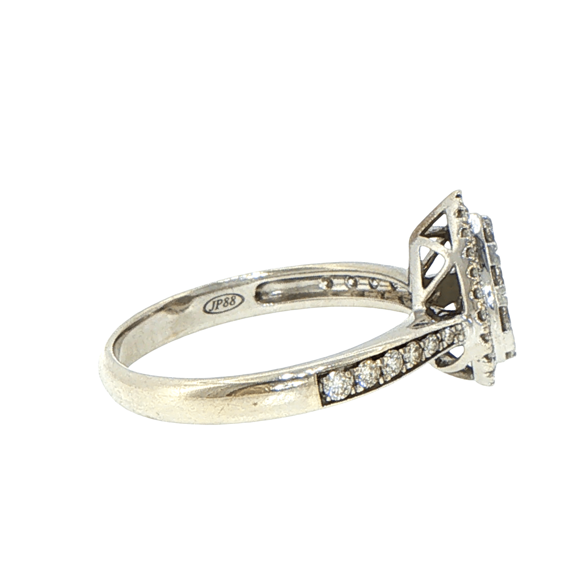 9ct White Gold Diamond Pear-Shaped Cluster Halo Ring - Mega Cash Sydney