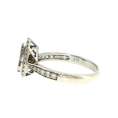 9ct White Gold Diamond Pear-Shaped Cluster Halo Ring - Mega Cash Sydney