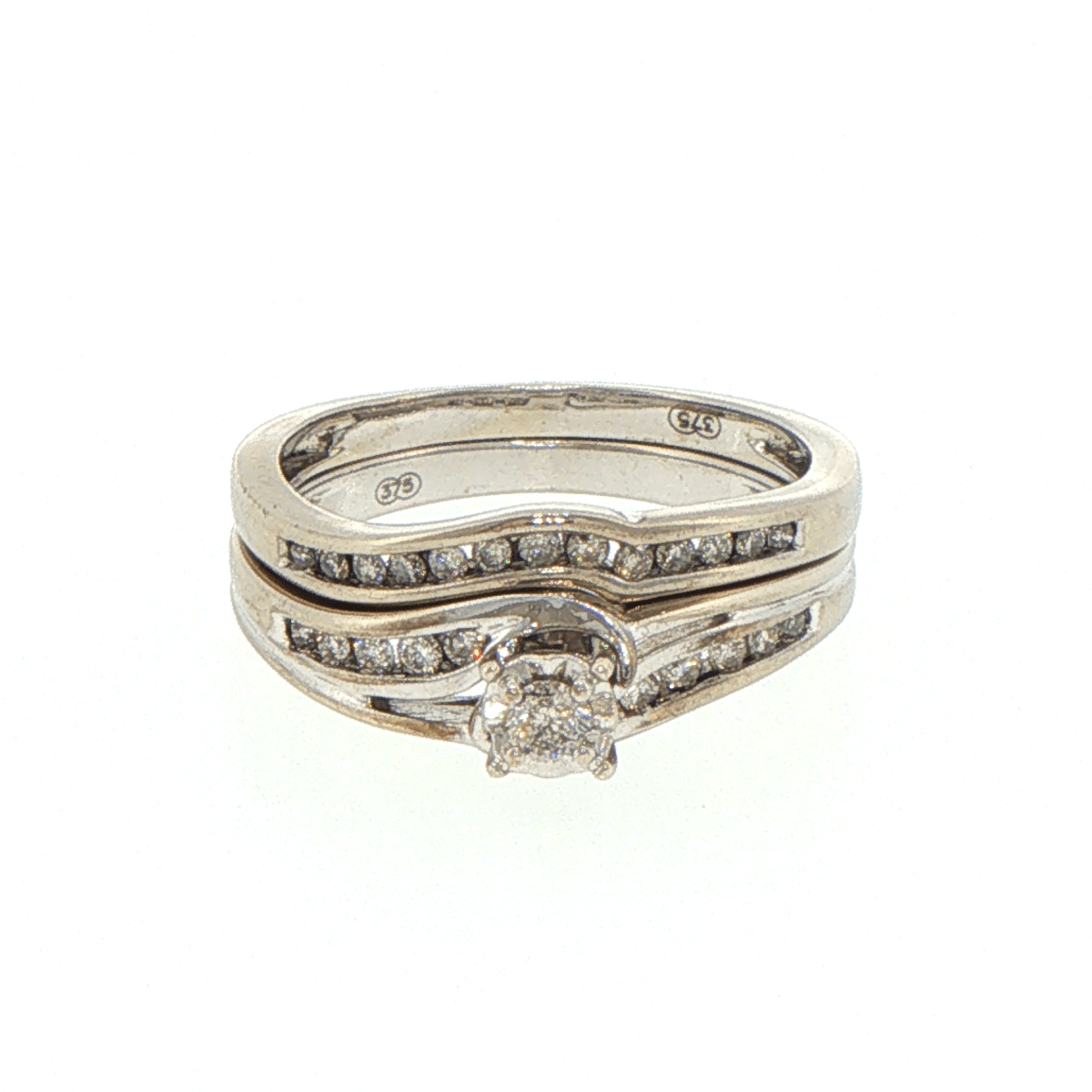 9ct White Gold Diamond Wedding Ring Set - Mega Cash Sydney