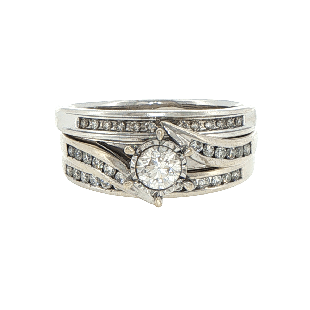 9ct White Gold Diamond Wedding Ring Set with Channel Accents - Mega Cash Sydney