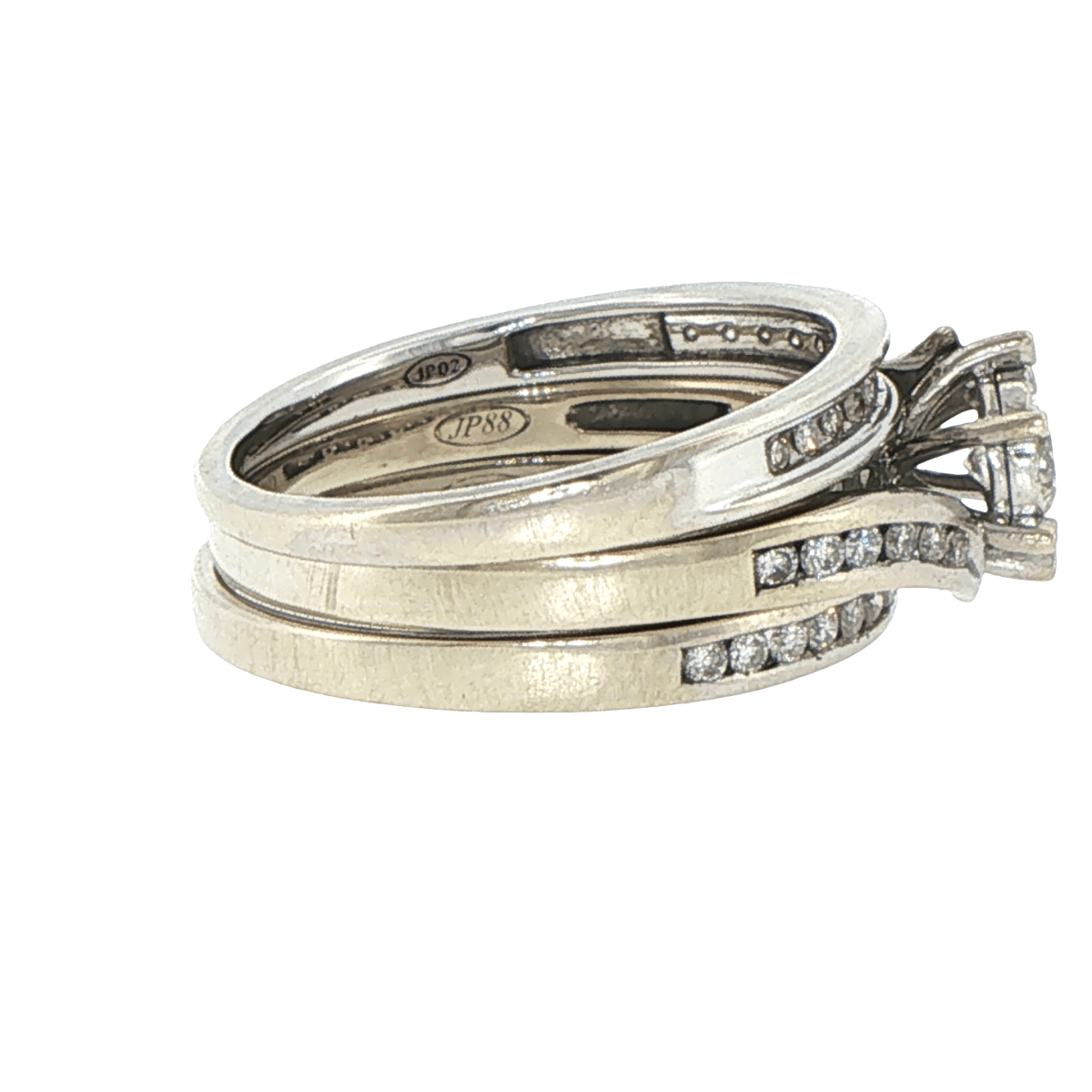 9ct White Gold Diamond Wedding Ring Set with Channel Accents - Mega Cash Sydney