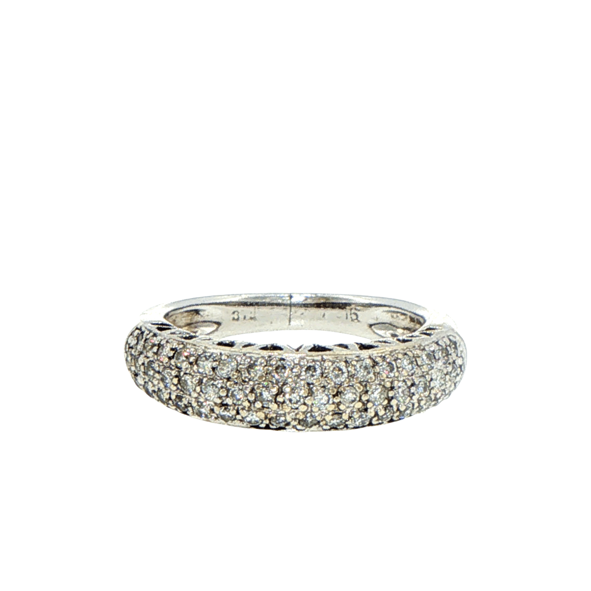 9ct White Gold Domed Pavé Diamond Band Ring - Mega Cash Sydney