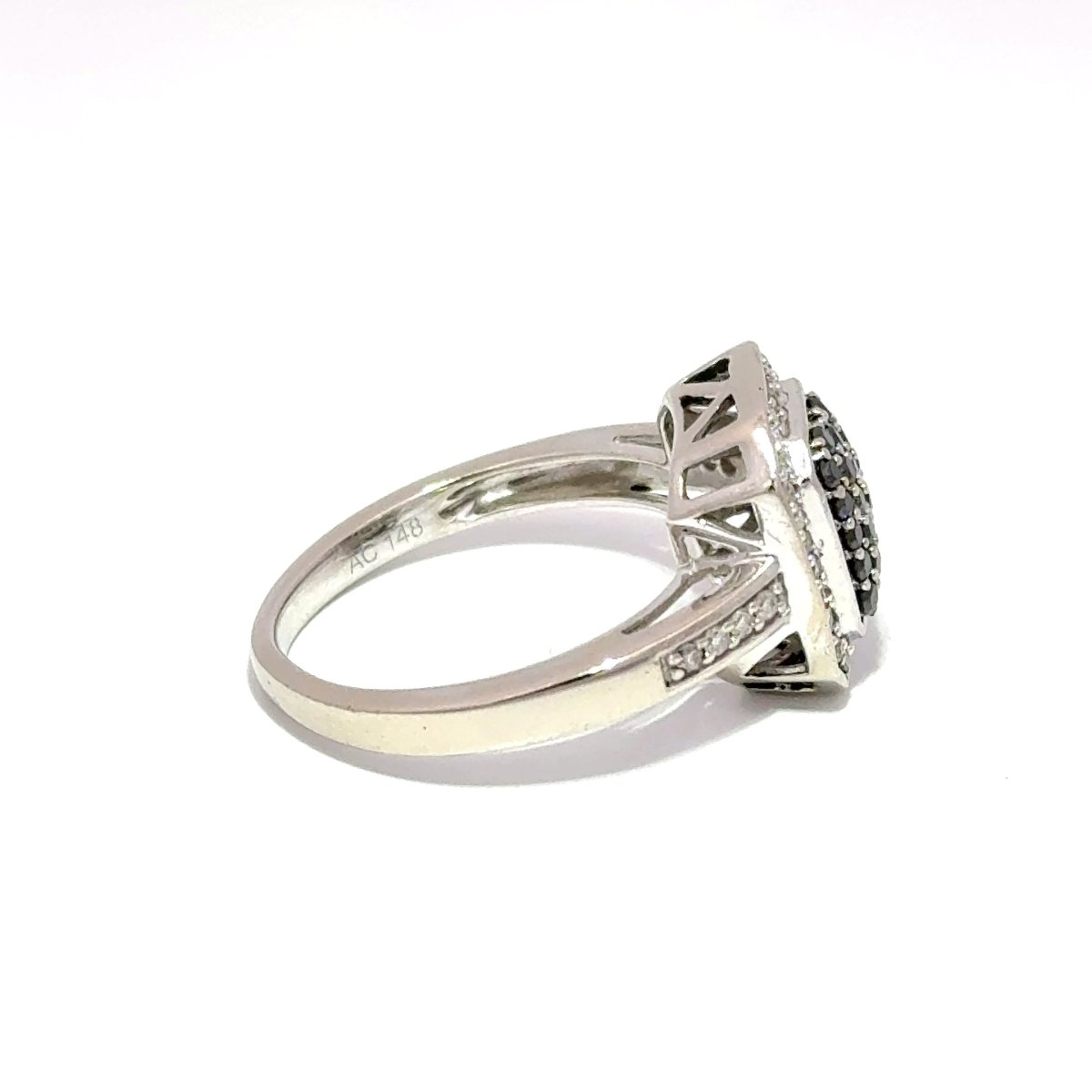 9ct White Gold Fancy Black Diamond Cluster Halo Ring - Mega Cash Sydney