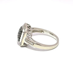 9ct White Gold Fancy Black Diamond Cluster Halo Ring - Mega Cash Sydney