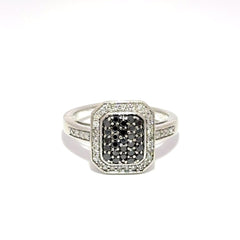 9ct White Gold Fancy Black Diamond Cluster Halo Ring - Mega Cash Sydney