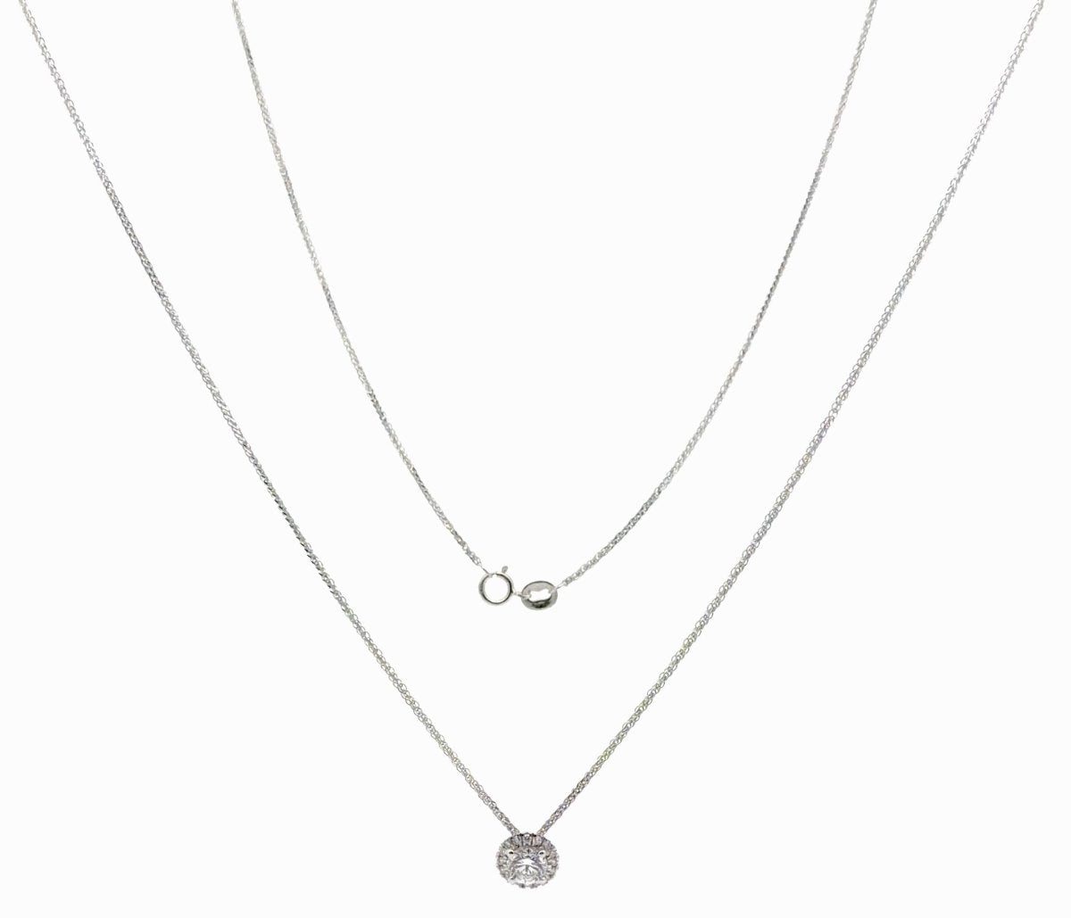 9ct White Gold Lab Grown Diamond Halo Pendant Necklace - Mega Cash Sydney