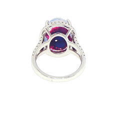 9ct White Gold Moonstone and Diamond Halo Cocktail Ring - Mega Cash Sydney