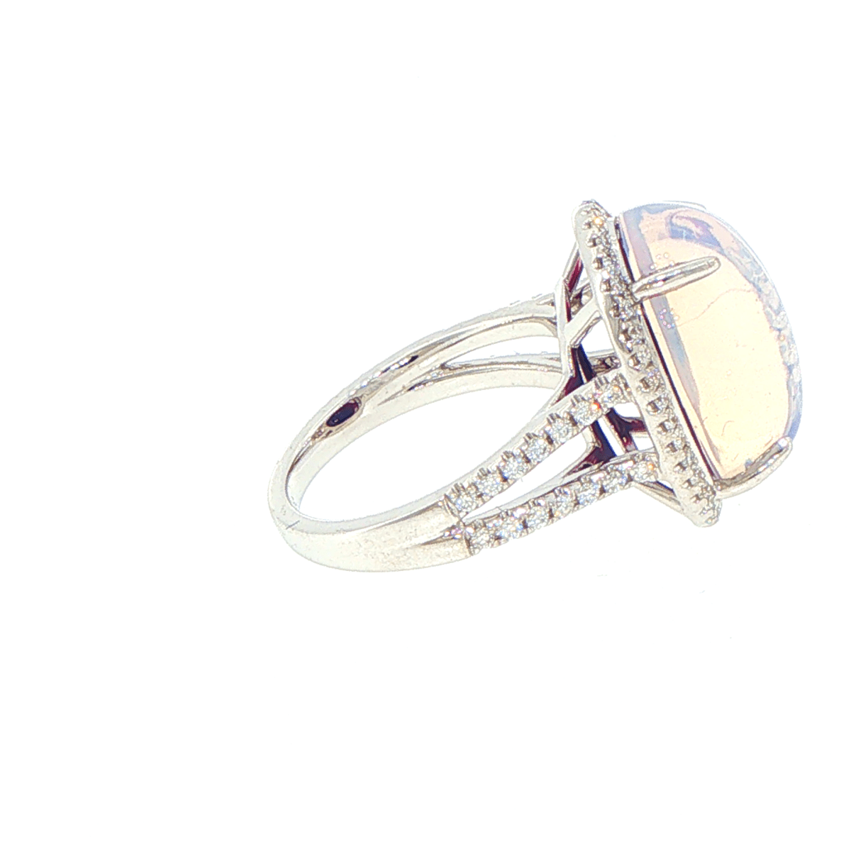 9ct White Gold Moonstone and Diamond Halo Cocktail Ring - Mega Cash Sydney