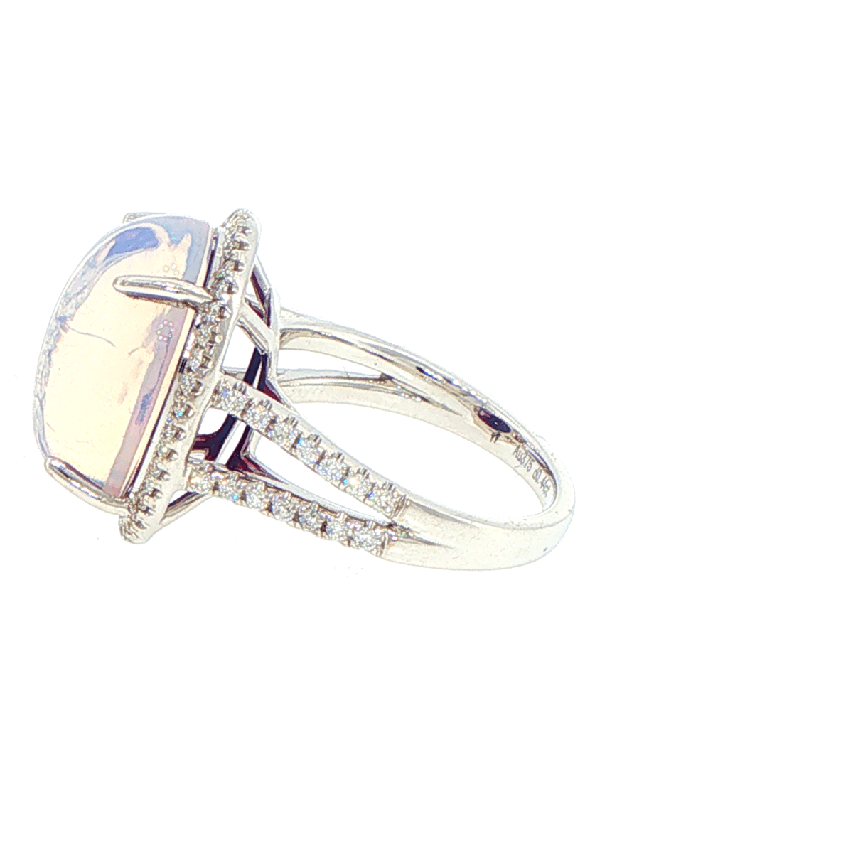 9ct White Gold Moonstone and Diamond Halo Cocktail Ring - Mega Cash Sydney