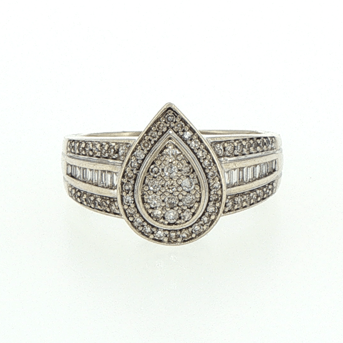 9ct White Gold Pear-Shaped Diamond Cluster Ring - Mega Cash Sydney