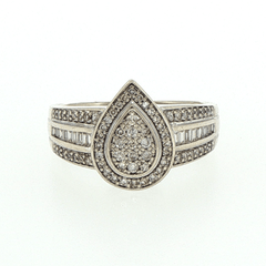 9ct White Gold Pear-Shaped Diamond Cluster Ring - Mega Cash Sydney