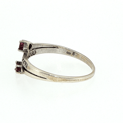 9ct White Gold Purplish-Red Stones with Diamonds Bypass Ring - Mega Cash Sydney