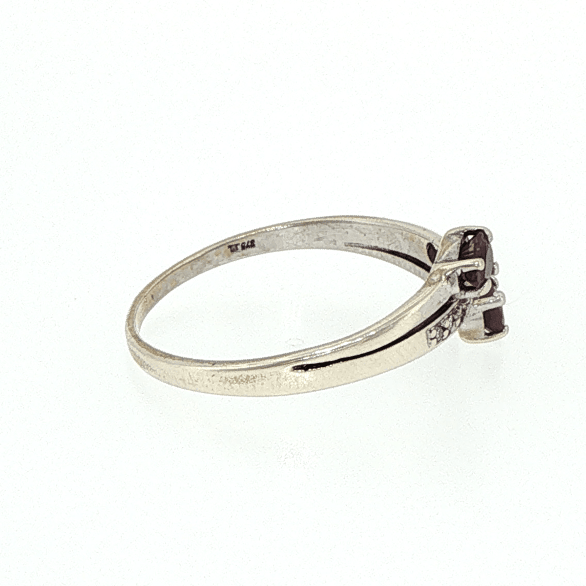 9ct White Gold Purplish-Red Stones with Diamonds Bypass Ring - Mega Cash Sydney