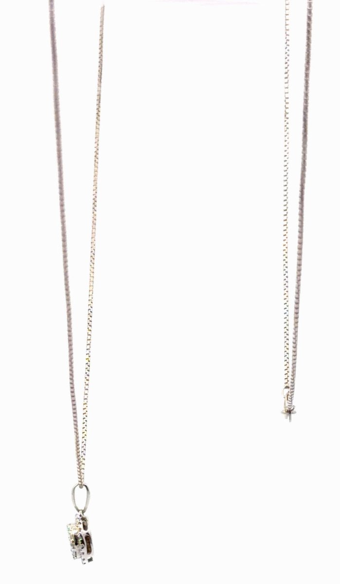 9ct White Gold Round Diamond Cluster Pendant Necklace - Mega Cash Sydney