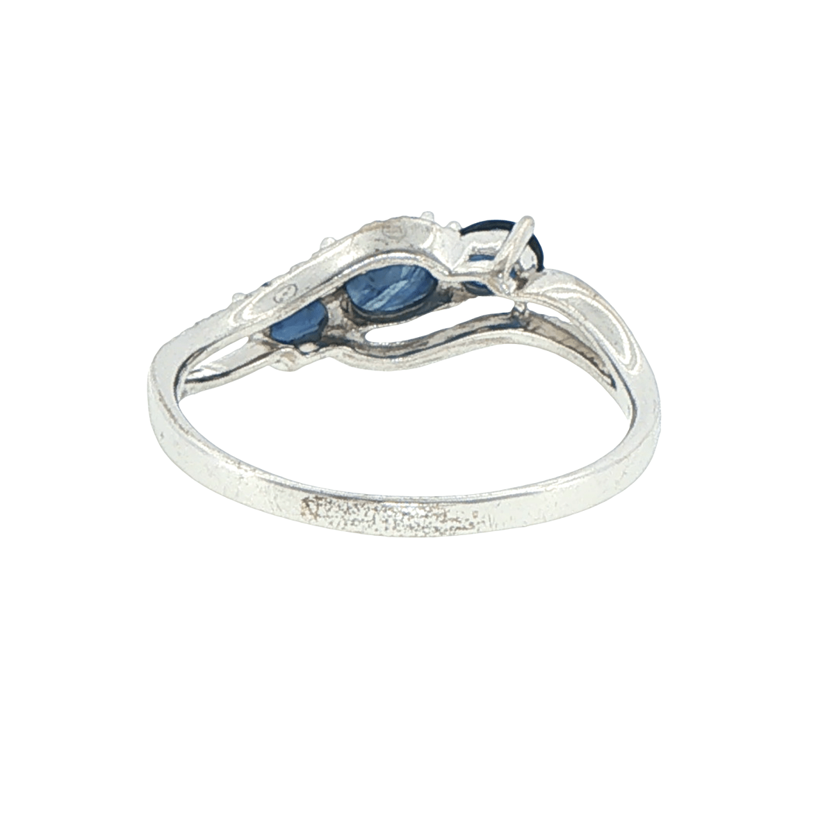 9ct White Gold Royal Blue Sapphire Three-Stone Ring - Mega Cash Sydney