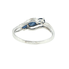 9ct White Gold Royal Blue Sapphire Three-Stone Ring - Mega Cash Sydney