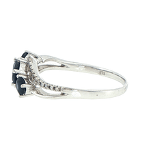 9ct White Gold Royal Blue Sapphire Three-Stone Ring - Mega Cash Sydney