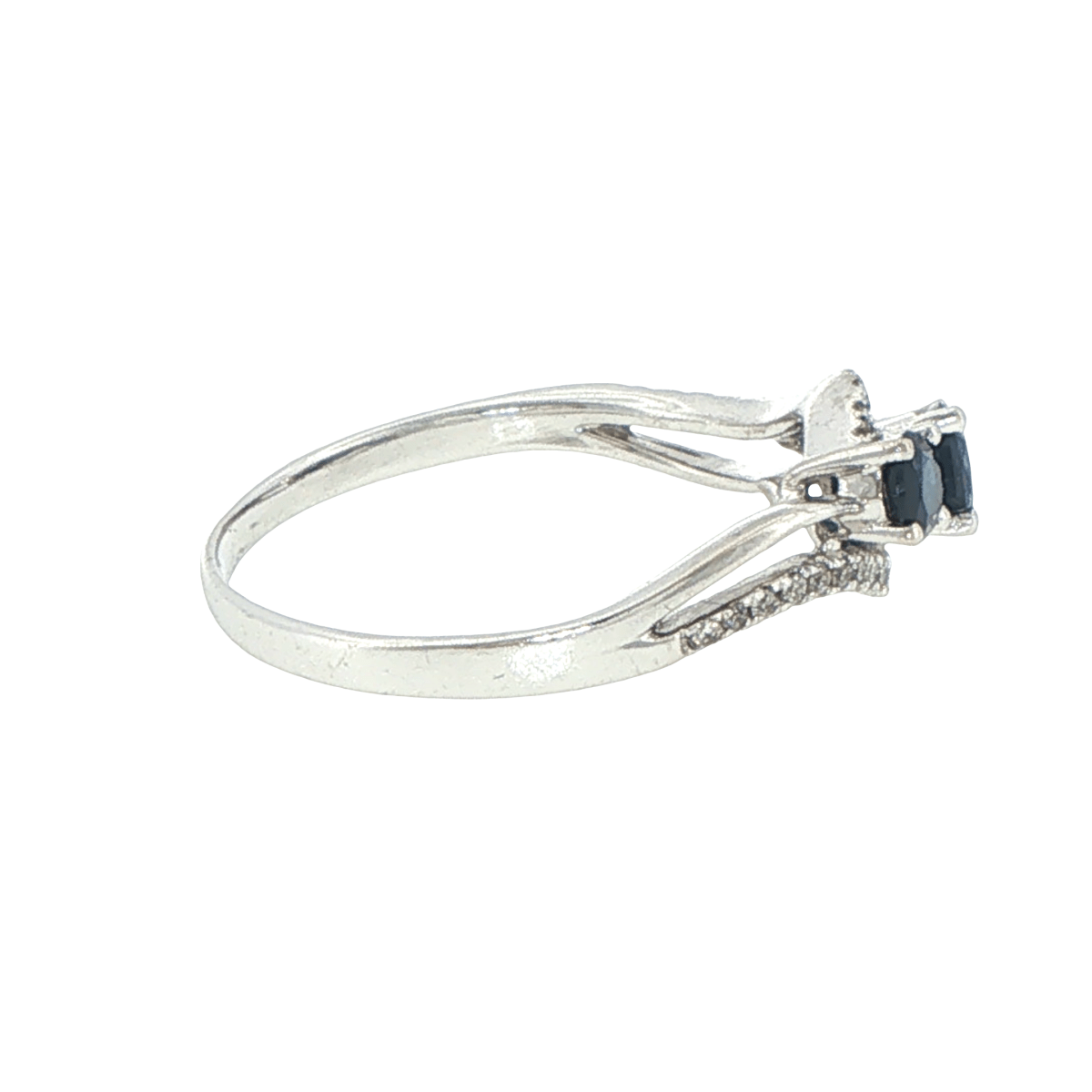 9ct White Gold Royal Blue Sapphire Three-Stone Ring - Mega Cash Sydney