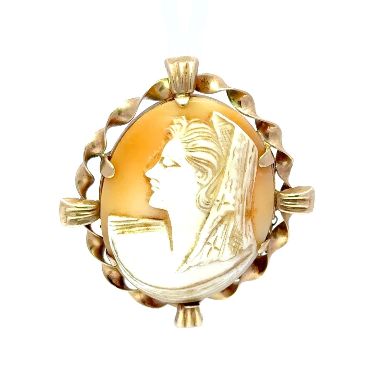 9ct Yellow Gold Agate Cameo Brooch with Twisted Border - Mega Cash Sydney