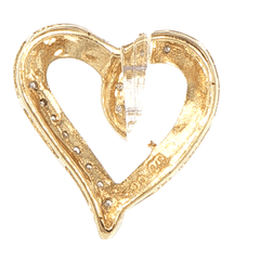 9ct Yellow Gold and Diamond Ribbon Heart Pendant - Mega Cash Sydney