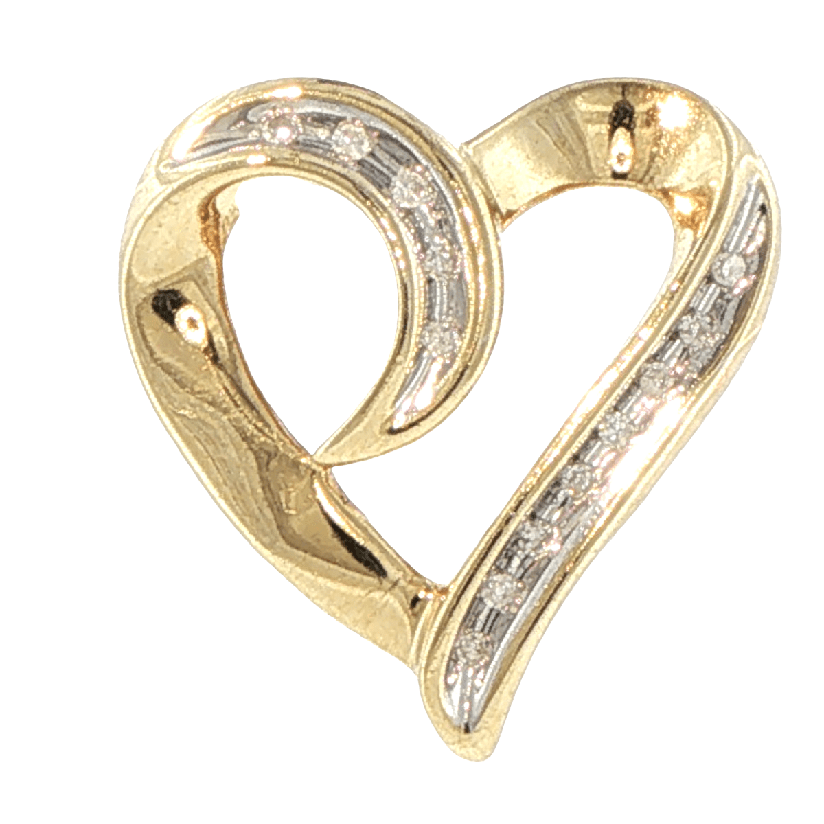 9ct Yellow Gold and Diamond Ribbon Heart Pendant - Mega Cash Sydney