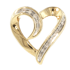 9ct Yellow Gold and Diamond Ribbon Heart Pendant - Mega Cash Sydney
