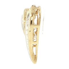 9ct Yellow Gold and Diamond Ribbon Heart Pendant - Mega Cash Sydney