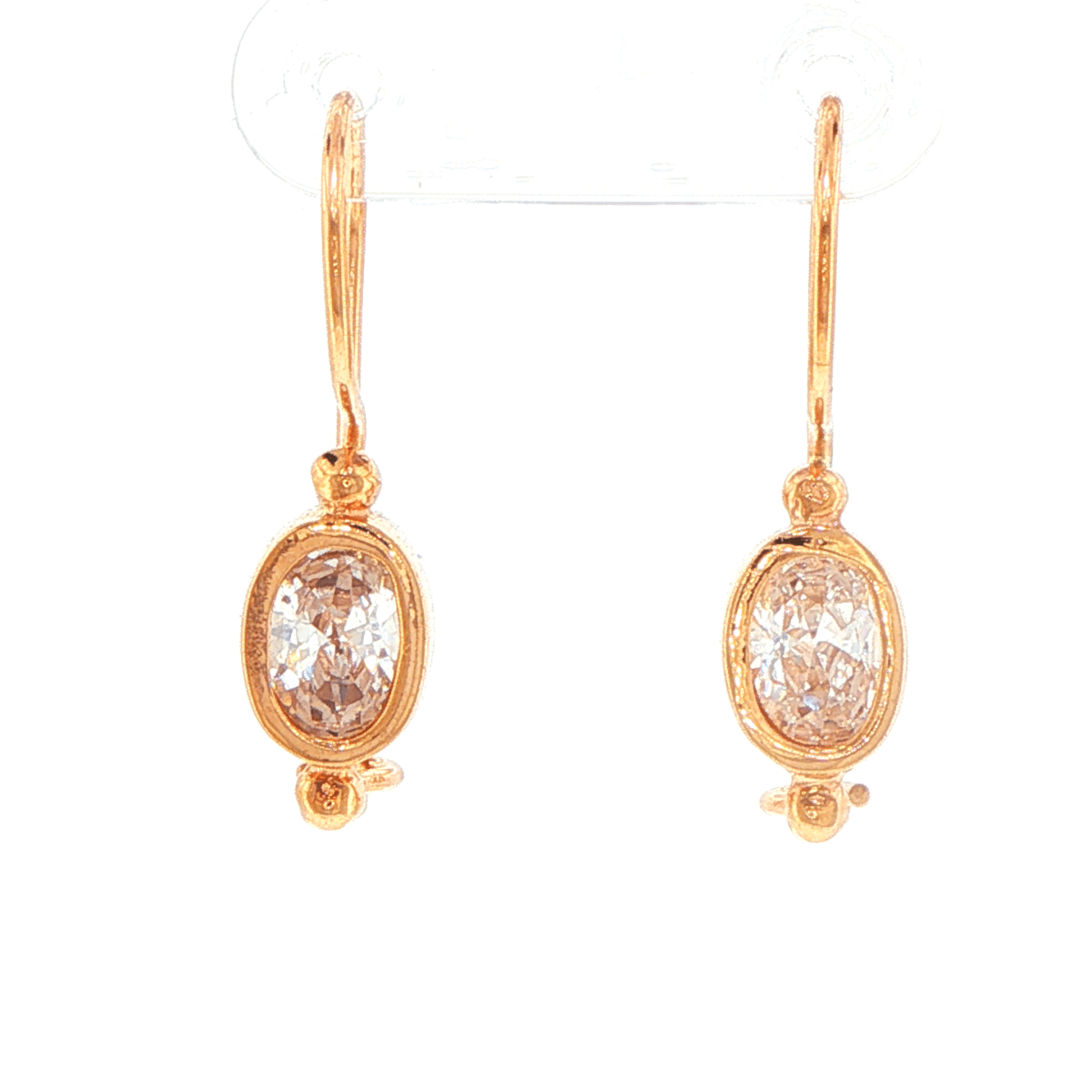9ct Yellow Gold Bezel-Set Oval Cubic Zirconia Drop Earrings - Mega Cash Sydney