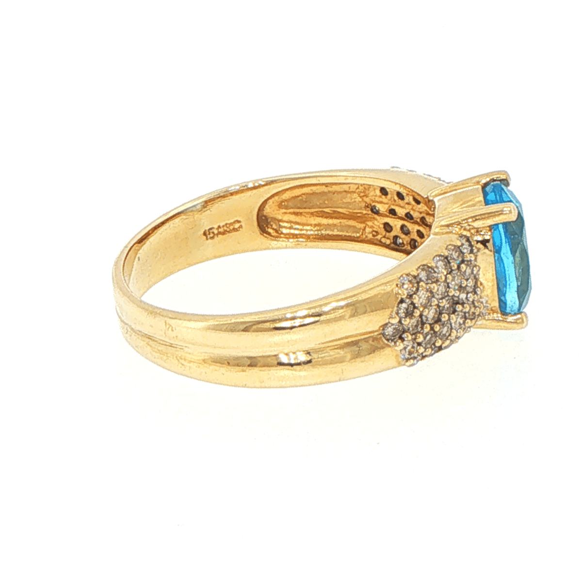 9ct Yellow Gold Blue Oval Multi-stoned Diamond Ring - Mega Cash Sydney