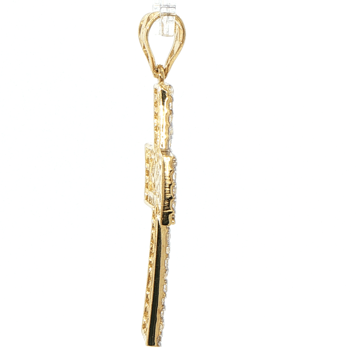 9ct Yellow Gold Cubic Zirconia Border Scrollwork Cross Pendant - Mega Cash Sydney