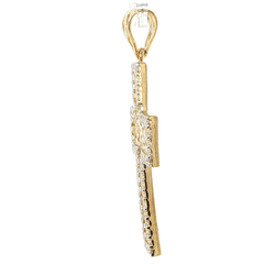 9ct Yellow Gold Cubic Zirconia Border Scrollwork Cross Pendant - Mega Cash Sydney