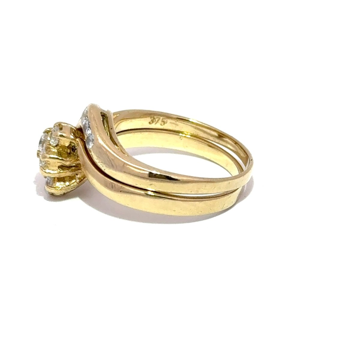 9ct Yellow Gold Cubic Zirconia Cluster Bypass 2 Ring Set - Mega Cash Sydney